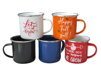 Glazed Enamel Mug With Silver Edge