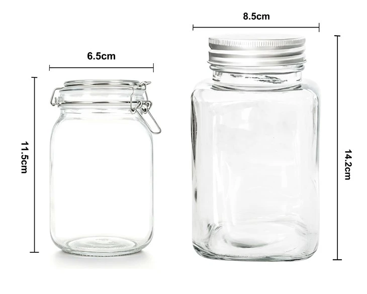 Clear Glass Lock Lid Jar 2