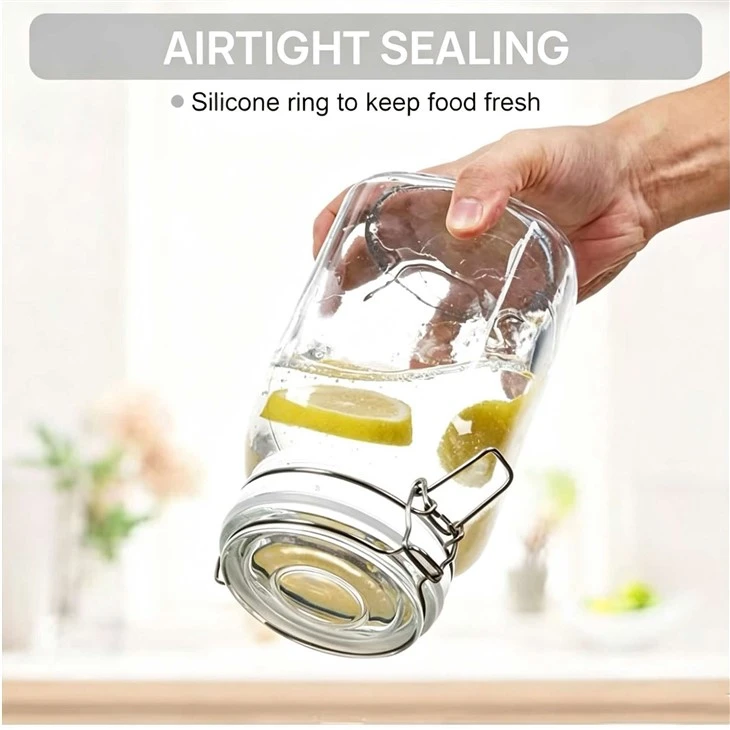 Clear Glass Lock Lid Jar 6
