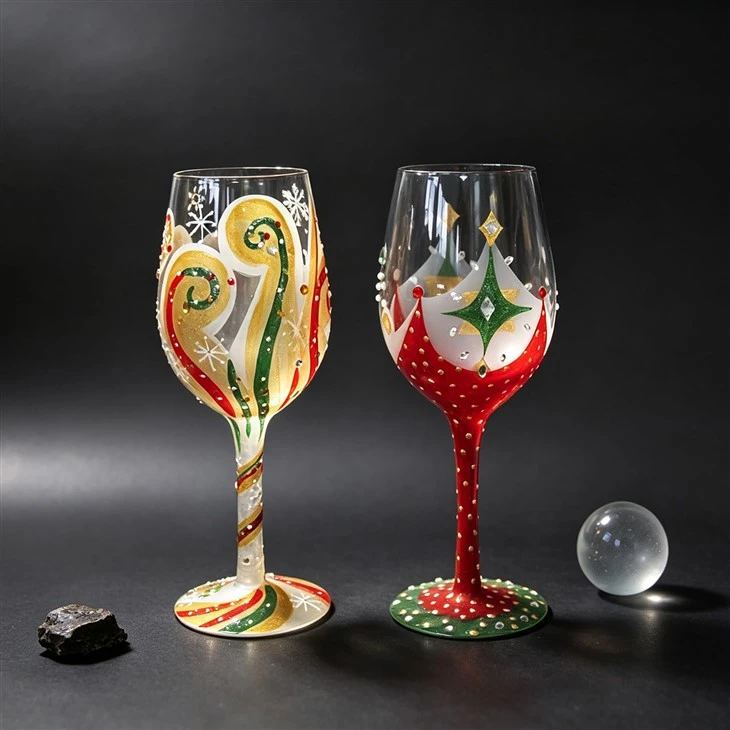 Diamonds hand painted wine glasses