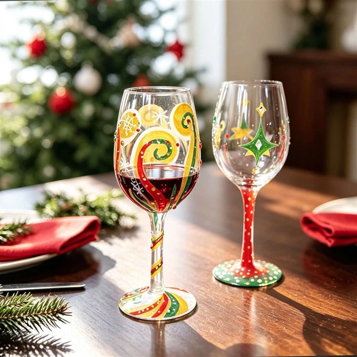 Diamonds hand painted wine glasses1