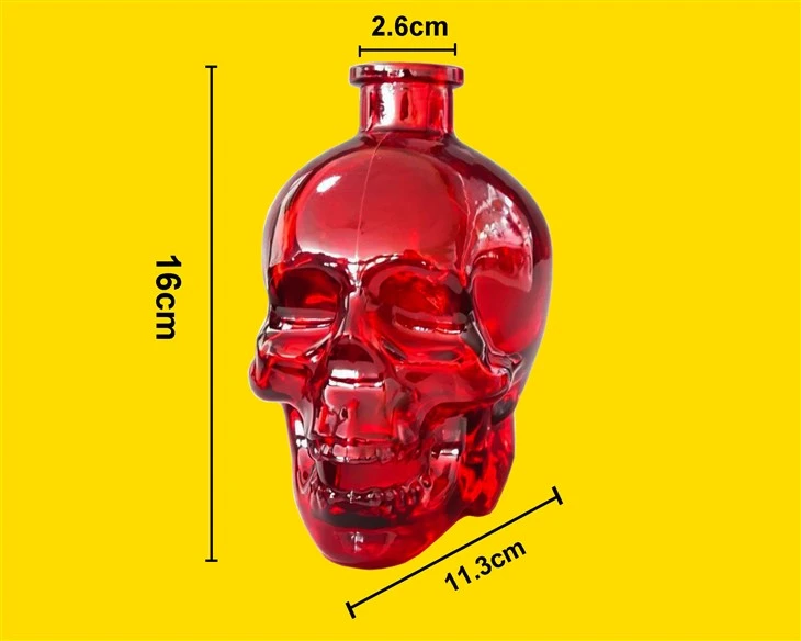 Skull Shaped Empty Bottle Glass-Size