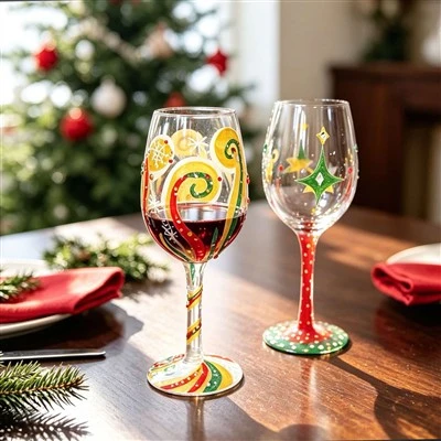 Diamonds Hand Painted Wine Glasses