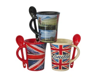 Landmark Illustration Printed Mug With Spoon