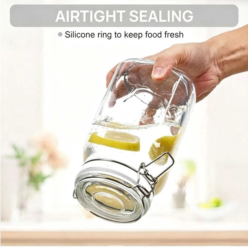 Clear Glass Lock Lid Jar 6 Clear Glass Lock Lid Jar 6