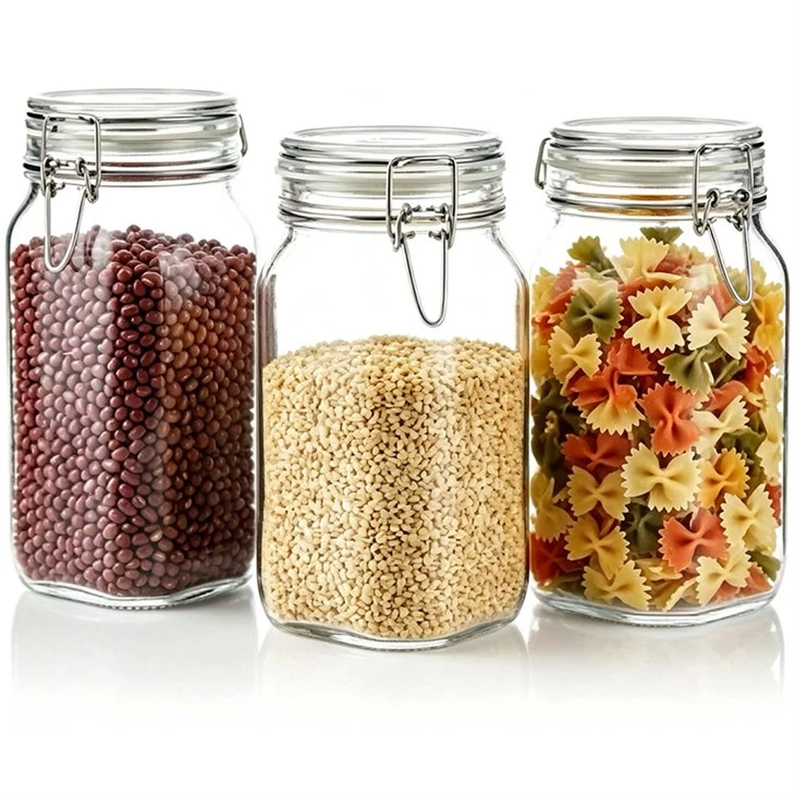 Clear Glass Lock Lid Jar 1