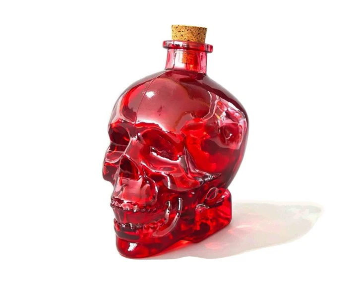 Skull Shaped Empty Bottle Glass-Size
