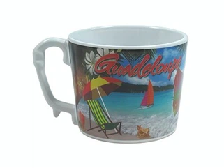 Unique Handle Ceramic Mug With Decal